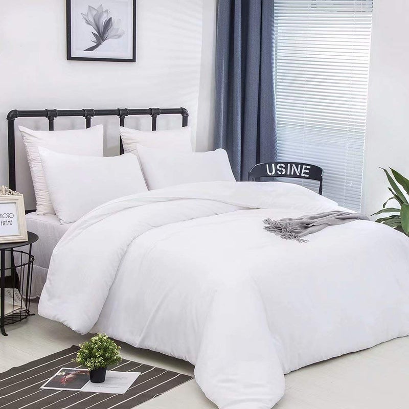 CLOTHKNOW White King Size Comforter Set 3Pcs White Bedding Comforter Sets Soft All Season Men Women Comforter Sets with 2 x Pillow Cases - Image 4